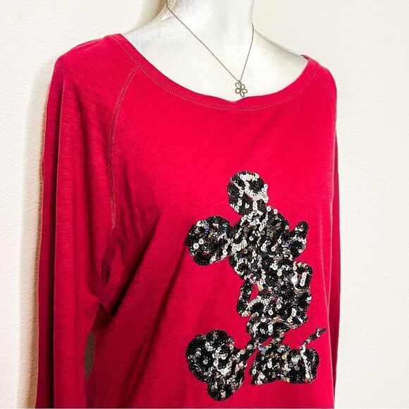 🍋 Disney Parks Mickey Sequin Pullover Sweatshirt - Women’s XL - Picture 1 of 9